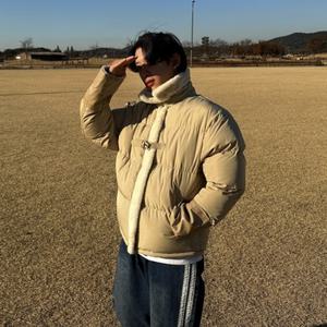 [피팅남]남자 마자라 오버핏 하이넥 양털 무스탕 패딩 점퍼