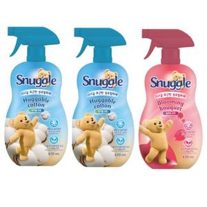 스너글 섬유탈취제 허거블코튼 470ml x 2개 + 블루밍부케 470ml,x 1개