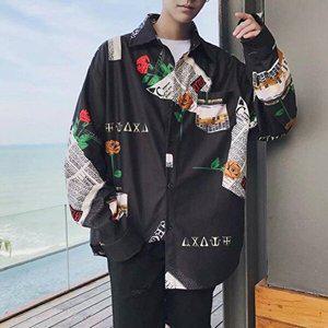 [엄지척]키밍 캐주얼 남자 하와이안 셔츠 플라워 커플 남방