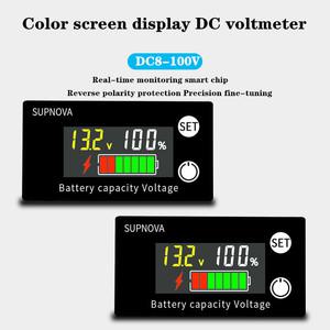 호환 자동차 배터리 용량 표시기 DC 8V-100V 납 산성 리튬 LiFePO4 바이크 오토바이 전압계 전압 게이지 12