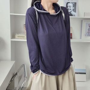 여자 잔도트 후드티 스판 롱슬리브 배색 긴팔 티셔츠