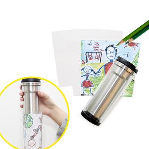 환경보호 투명 DIY 이중 스테인레스 텀블러 400ml 속지포함 원터치개폐형