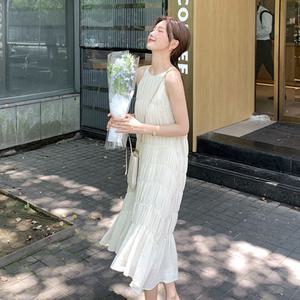 [여행룩#필수템]캔디 쉬폰 홀터넥 롱 원피스