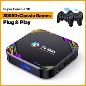 KINHANK 슈퍼 콘솔 X8 레트로 게임 콘솔, 30000 게임 포함, PS1, PSP, DC, N64, MAME 게임 TV 박스용, 컨트롤러 포함, 8K HD 출력