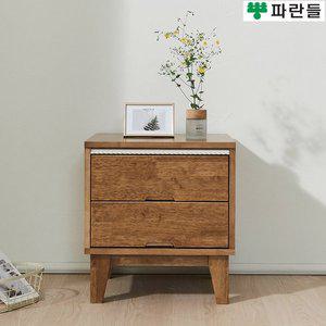[기타][착불배송] 파란들가구 고무나무원목 한줄화이트 450 협탁 2단서랍장