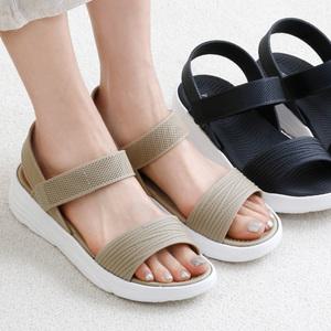 슈다방 가벼운 EVA 발편한 쿠션 4cm 찍찍이 스트랩 여름 여성 샌들 신발
