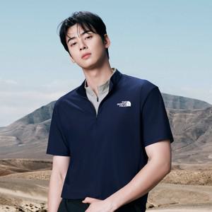 노스페이스 남자 등산 기능성 반집업 티셔츠 25SS 남성 아이스데이 반팔 집티 NT7KR00B NAV