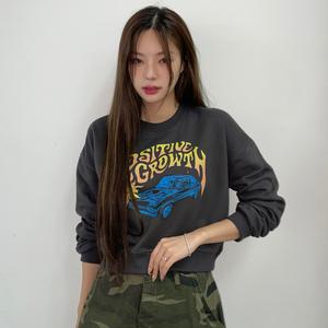 그로우썬 크롭 맨투맨 차콜