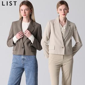 (LIST)] 미니멀 솔리드 원버튼 크롭 재킷 (택가격  278000원)