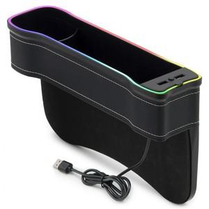 차량용 멀티 사이드포켓 컵홀더 수납함 무드등 QC3.0 USB 충전기 C80 운전석