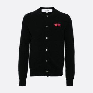 [꼼데가르송]25SS 플레이 꼼데가르송 더블 하트 가디건 블랙 AX-N057-051-1