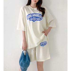 로스엔젤레스세트 3color / 루즈핏 티셔츠+팬츠 셋업 여름 트레이닝