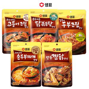 샘표 간편양념 5종 / 찜닭 순두부찌개 닭볶음탕 고등어조림 두부조림 양념소스 캠핑요리 간단요리