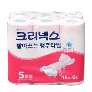 크리넥스 빨아쓰는 행주타월 45매 6롤 1팩 