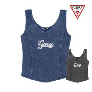 갤러리아 GUESS S/S [NMIXX] V넥 빈티지로고 워싱 나시