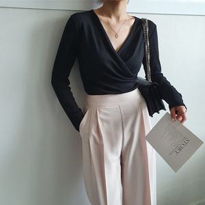 촉감왕 페미닌 브이넥 랩티셔츠(5컬러)
