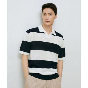 스파오 오픈카라 스트라이프 반팔니트_S카라/피케 티셔츠WD25C11 251799