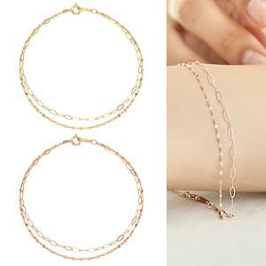14K 18K 콤비 두줄 팔찌 17.5cm 스트롬 여성 패션 핑크골드 금팔찌