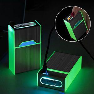 유니커블 야광 USB 충전식 라이터 일체형 담배 케이스 파우치