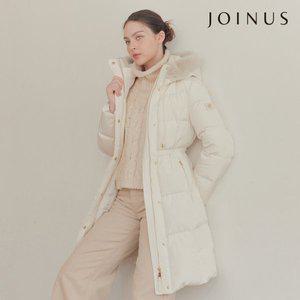 [크레송]조이너스 여성 아이보리 다운 후디드 롱패딩 J234B801A_03