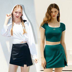 [베이직엘르]아블로스 크롭 브라탑 치마 바지 커버업 비치웨어 세트 ABL-X201