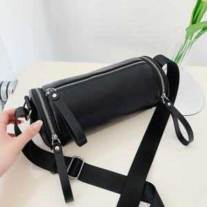 여성용 디자이너 숄더백 가죽 핸드백 패션 소프트 크로스바디 백 원통형 가방 Sac