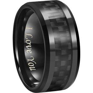 반지 심플 데일리 가드링 6mm 8mm 10mm 블랙 카본 파이버 텅스텐 카바이드 웨딩 밴드 각인 사랑해요 남자