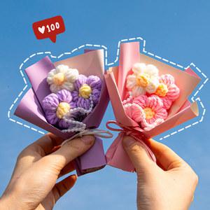 졸업꽃다발 미니 크로셰 뜨개질 꽃 부케 니트 짠 결혼식 하객 선물 크리스마스