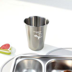 [키친유]티라노 스텐304 물컵 350ml 아동 유아컵 아기 어린이집 유치원 학교 양치컵 급식 식당 컵