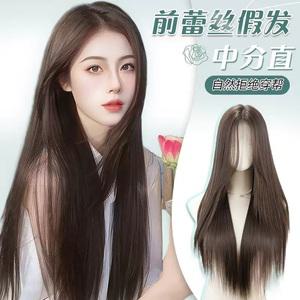 여성 긴 생머리 통가발 이마 레이스 자연 패션 기질 현실적인 데일리 긴 생머리 가발60cm