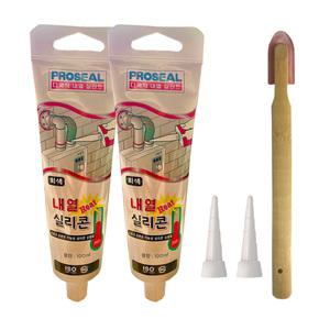 수달 프로씰 내열 실리콘 회색 100ml 2개입(노즐포함) + 실리콘 보수용 헤라 1개입