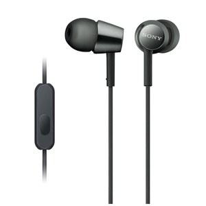 소니 MDREX155AP 인이어 이어버드 헤드폰 /전화 통화용 마이크가 장착된 헤드셋, 블랙(MDR-EX155AP /B)