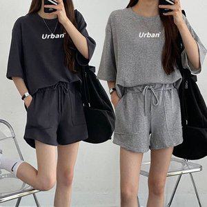 여성 반팔 반바지 트레이닝 세트 URK313 여자 집업 여 (WFFTJJ9)