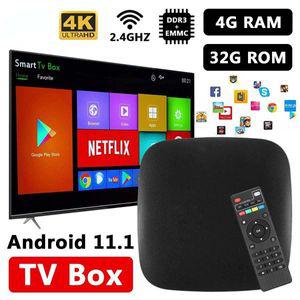 TV 셋톱 박스 스마트 수신기 OTT 업그레이드 DDR3 + EMMC 안드로이드 11 Amlogic 2.4G 와이파이 4K H.265 4