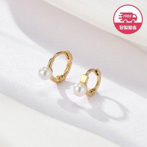 [비앤비골드] 당일발송 14K 클래식 진주 미니 원터치 링 피어싱 한쪽 JAE40832