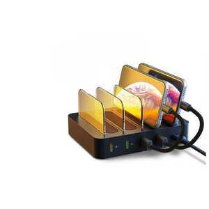 핸드폰 멀티 충전기 듀얼 워치 패드 가정용 USB 포트 충전기(X4-QC3.0/블랙)