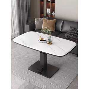 주방 식탁 소파 원룸 페달 조절 밥상 리프트 테이블 테이블(100x60cm)-마운틴화이트+블랙