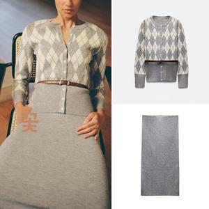 ZARA 자라 다이아몬드 니트 벨트 재킷 & 스커트 2756/116/837 5311133