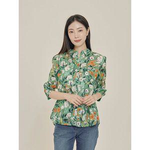 [하프클럽/올리비아하슬러]그린 플라워가든 프린팅 여성 블라우스 OHCMBL303