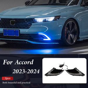 혼다 어코드 흰색 DRL 노란색 방향 지시등 안개등 LED 주행등 자동차 헤드라이트 액세서리