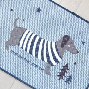 고양이 발매트 자수 체크 주방 빨아쓰는 세탁가능 천 면 러그 60cm 120cm