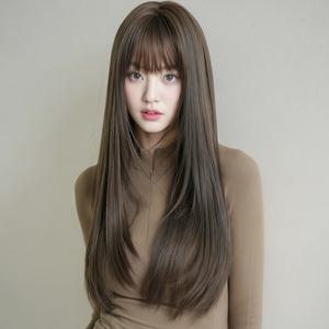 키라비 가발 여성 통가발 가르마 스트레이트 긴머리 72cm KPE0439B
