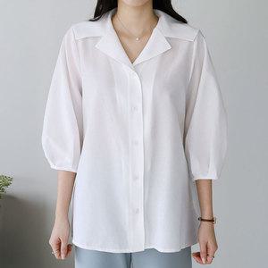 퍼프소매 빅카라 7부 블라우스