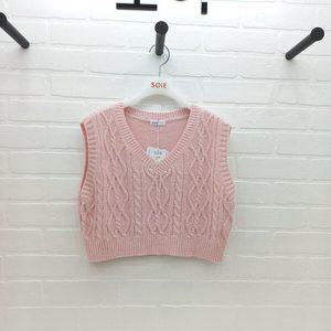 [소이]핑크 케이블 크롭 니트 조끼(23M5081_PK)