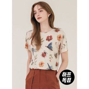 [하프클럽/막스까르띠지오]엠보패치 프린팅 나염 반팔 티셔츠