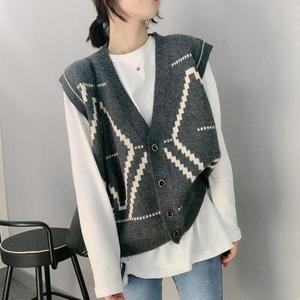 [셀러허브]여성 가을 트렌디유니크 니트조끼 가디건 크롭 조끼카디건 (S31555751)