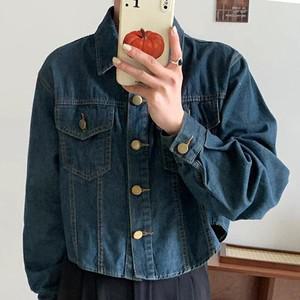 [페이릿] [88까지]셀티 버튼 크롭데님 셔츠 자켓
