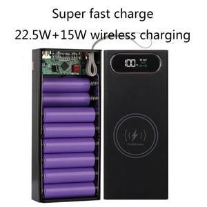 케이스 듀얼 USB 휴대폰용 18650 보조배터리 15W 무선 충전기 배터리 박스 셀 포함 22.5W 고속 3.0 16 슬롯