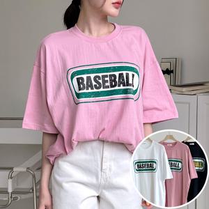 베이스볼 박스 여성 오버핏 반팔 티셔츠 (3컬러) 박스티 빅사이즈