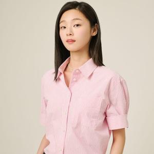 매장정품 빈폴 레이디스 시어서커 스트라이프 셔츠 - 라이트핑크 BF5464C04Y 579896